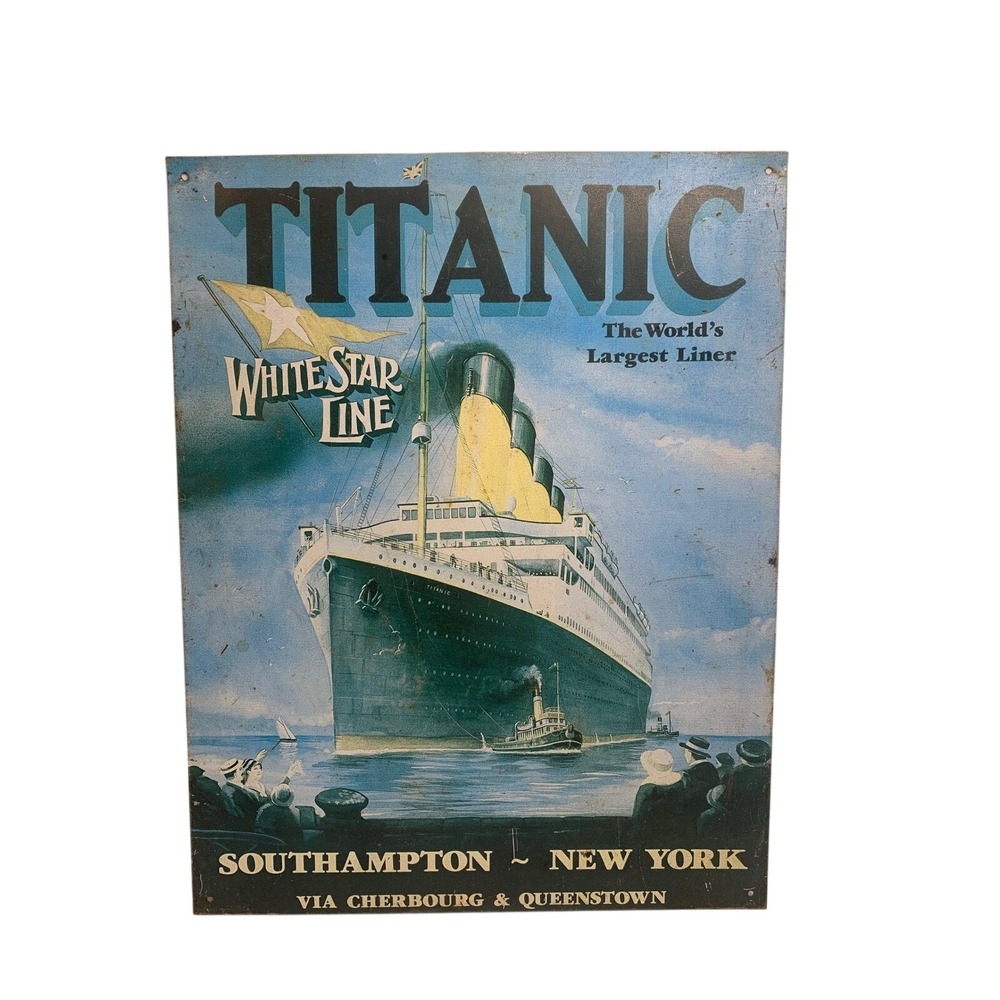 Vintage 1994 Marine Art Posters White‎ Star Line Titanic Tin Metal Sign.